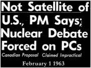 Public fallout from Canadian government proposal to not arm Bomarc (February 1963)