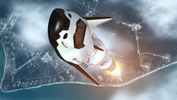 Figure 14.4. Artist portrayal of Dream Chaser being launched atop an expendable rocket from Kennedy Space Center. (http://www.space.com/19552-dream-chaser.html) (Graphic Courtesy of NASA)