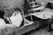 Walter "Papa" Riedel in Rak 6 Heylandt compressed air car, Valier-Heylandt-Rückstosswagen (ca. Dec 1929)