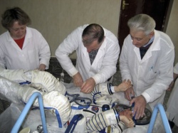 Figure 3.13. Soyuz seat liners are individually molded prior to flight to custom-fit each crewmember’s body shape. (Courtesy of NASA.)