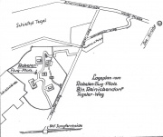 Sketch, map of the location of the Raketenflugplatz (Rocket Flying Field) of the VfR, in the Berlin suburb of Reinickendorf, ca. 1930.