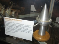Herman Oberth's Kegeldüse rocket motor, model made by Karlheinz Rohrwild and donated to the National Air and Space Museum, Washington, D.C. Photo of this artifact now on exhibit in the Museum's Steven F. Udvar-Hazy Center, Chantilly, Virginia, USA.  Photo © Frank H. Winter.