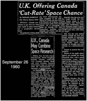Britain offers Canada a cheap way into the space business using Blue Streak (September 1960)
