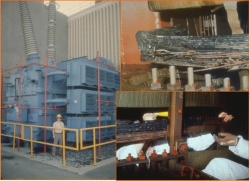 Figure 15.7. The Montreal Event of 1989--A PJM Interconnection, LLC Transformer in Chicago-Before and After. (Source: worldpress.com)