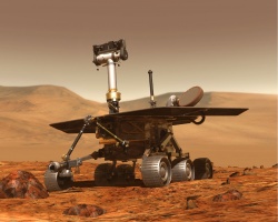 Figure 9.15. The Mars Exploration Rovers, Sprit and Opportunity, each have a manipulator arm in front (Courtesy NASA/JPL).